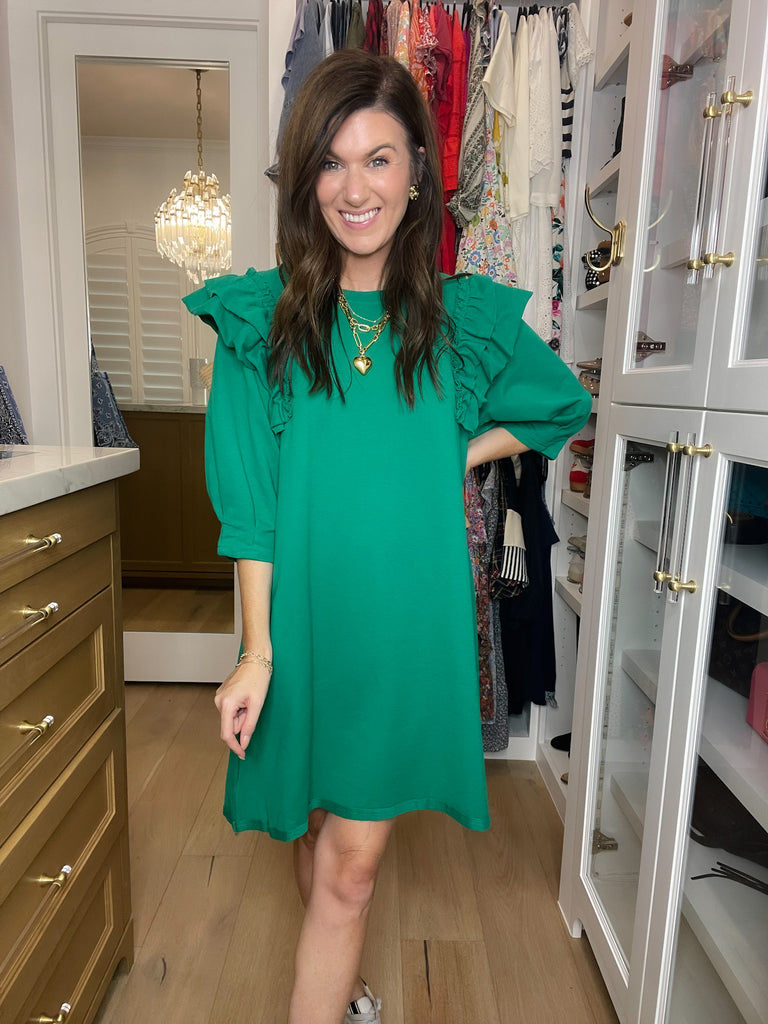 Daily Practice Terry Sweatshirt Dress in Green