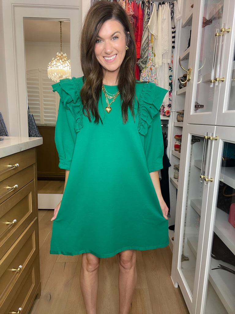 Daily Practice Terry Sweatshirt Dress in Green