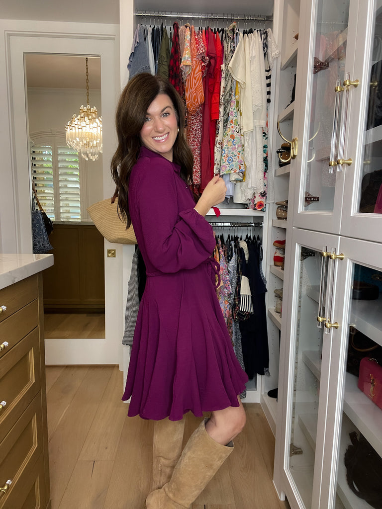 Perfect Balance Belted Dress in Magenta
