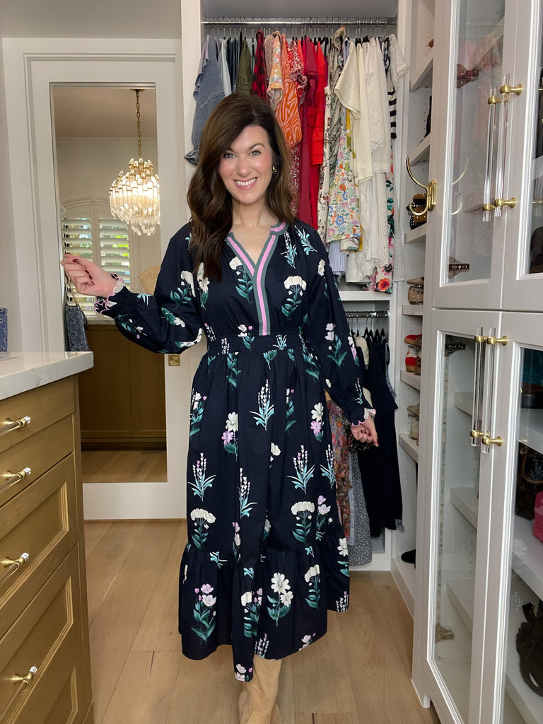 Floral Keepsake Midi Dress in Navy