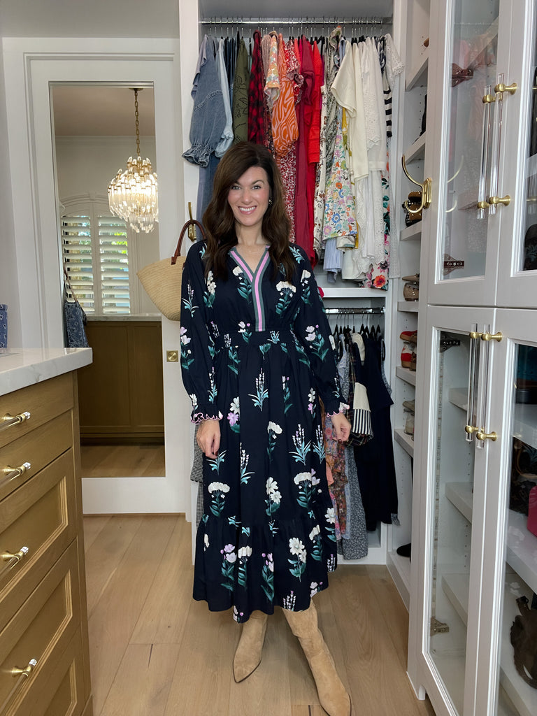 Floral Keepsake Midi Dress in Navy