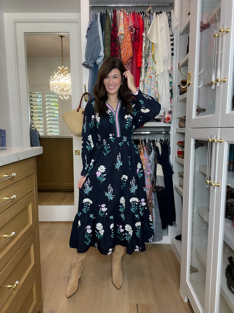 Floral Keepsake Midi Dress in Navy