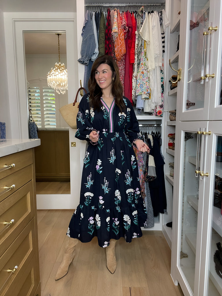 Floral Keepsake Midi Dress in Navy