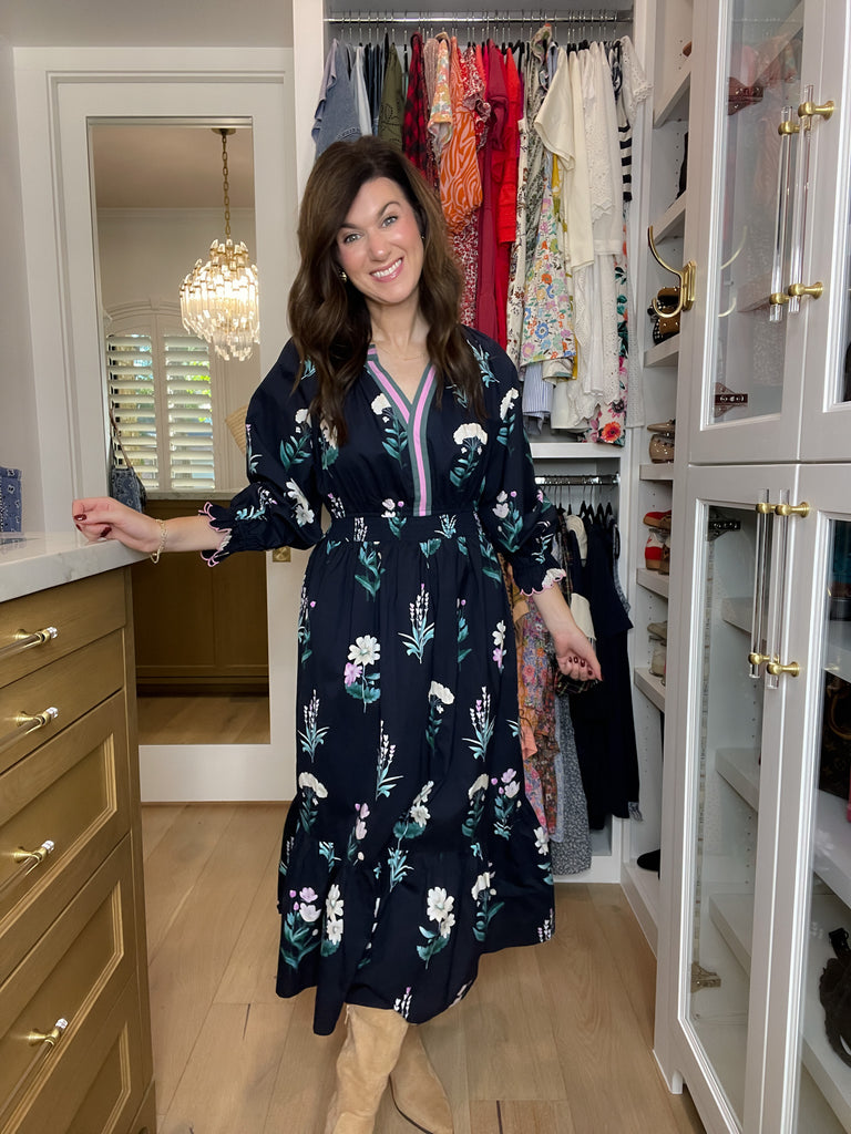 Floral Keepsake Midi Dress in Navy