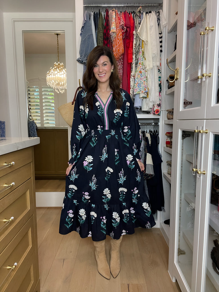 Floral Keepsake Midi Dress in Navy