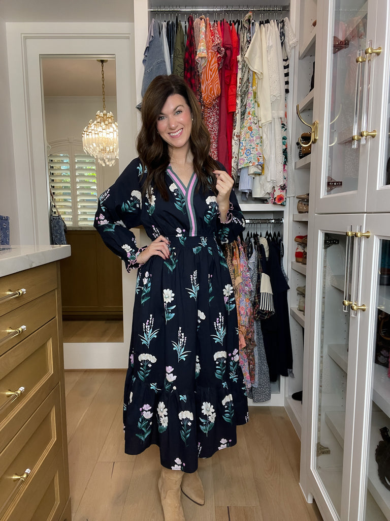 Floral Keepsake Midi Dress in Navy