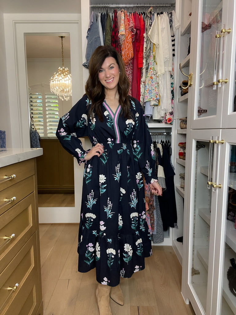 Floral Keepsake Midi Dress in Navy