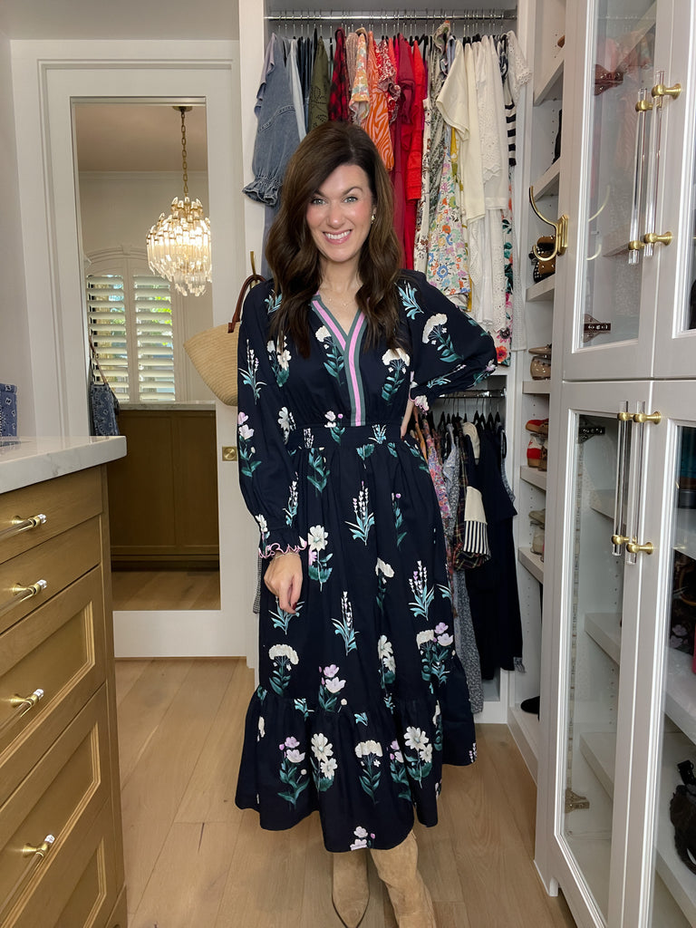 Floral Keepsake Midi Dress in Navy