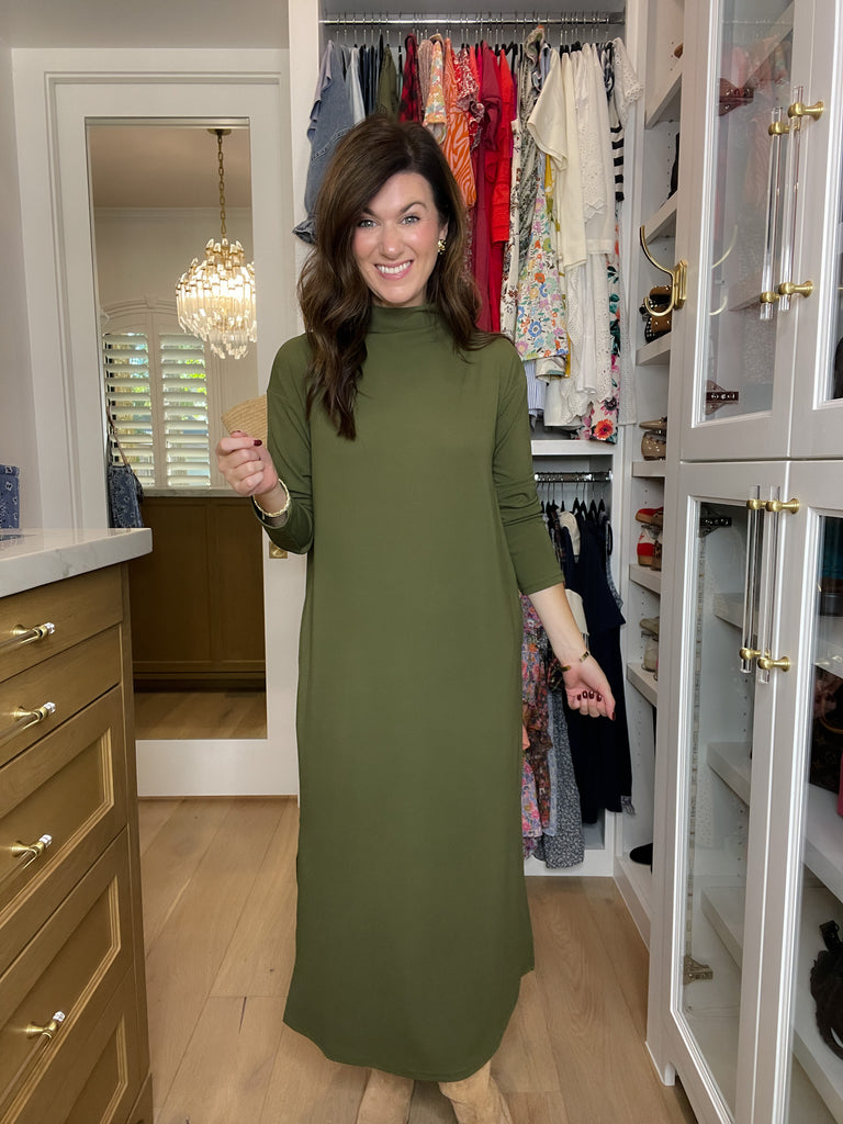 Everyday Ease Midi Dress in Olive