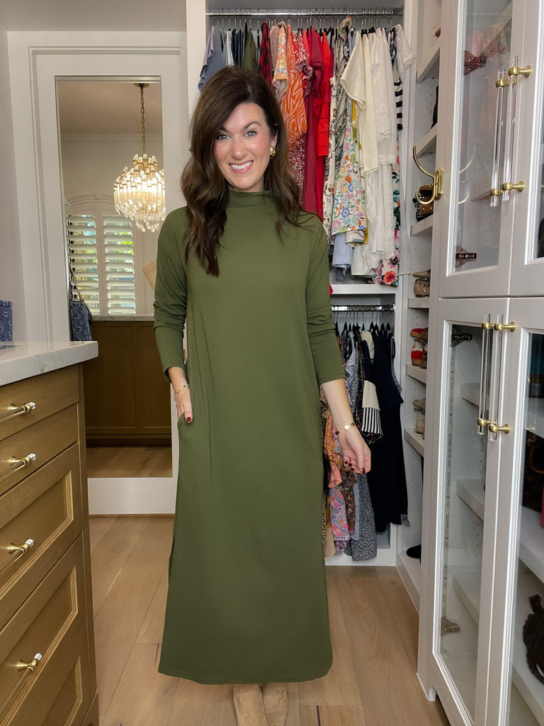 Everyday Ease Midi Dress in Olive
