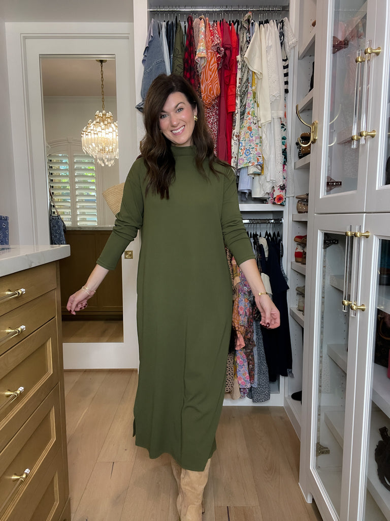 Everyday Ease Midi Dress in Olive