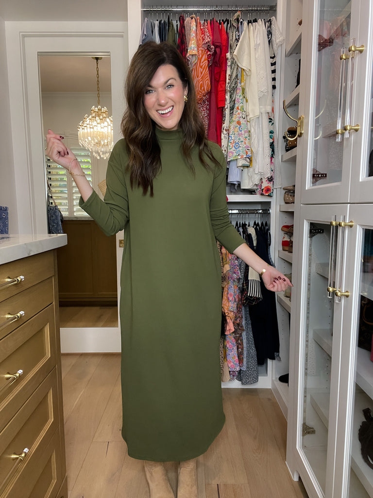 Everyday Ease Midi Dress in Olive