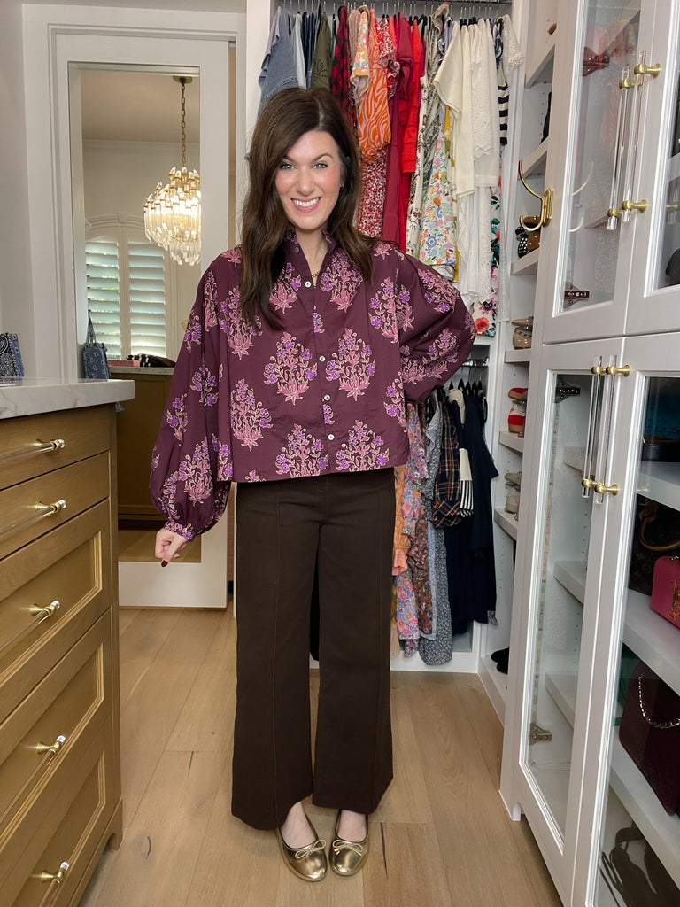 Thea Pintuck Pants in Brown