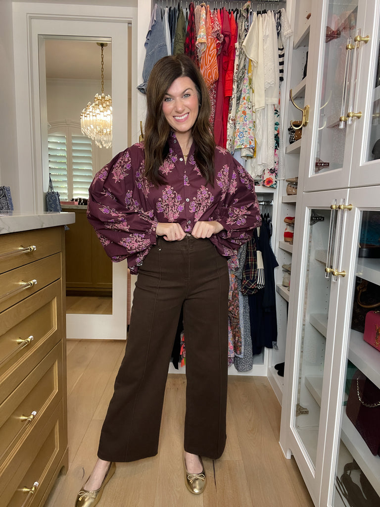 Thea Pintuck Pants in Brown