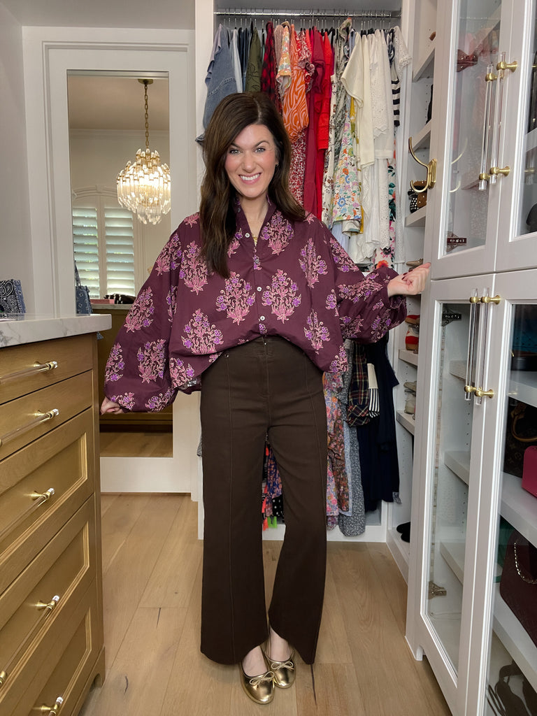 Thea Pintuck Pants in Brown