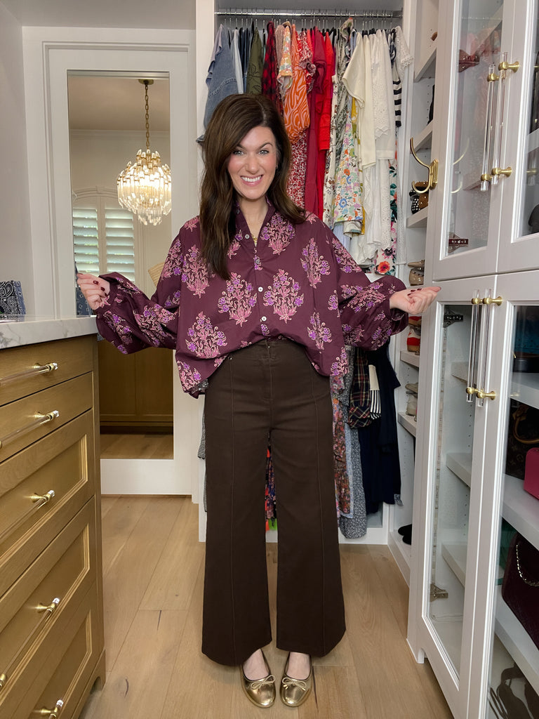 Thea Pintuck Pants in Brown