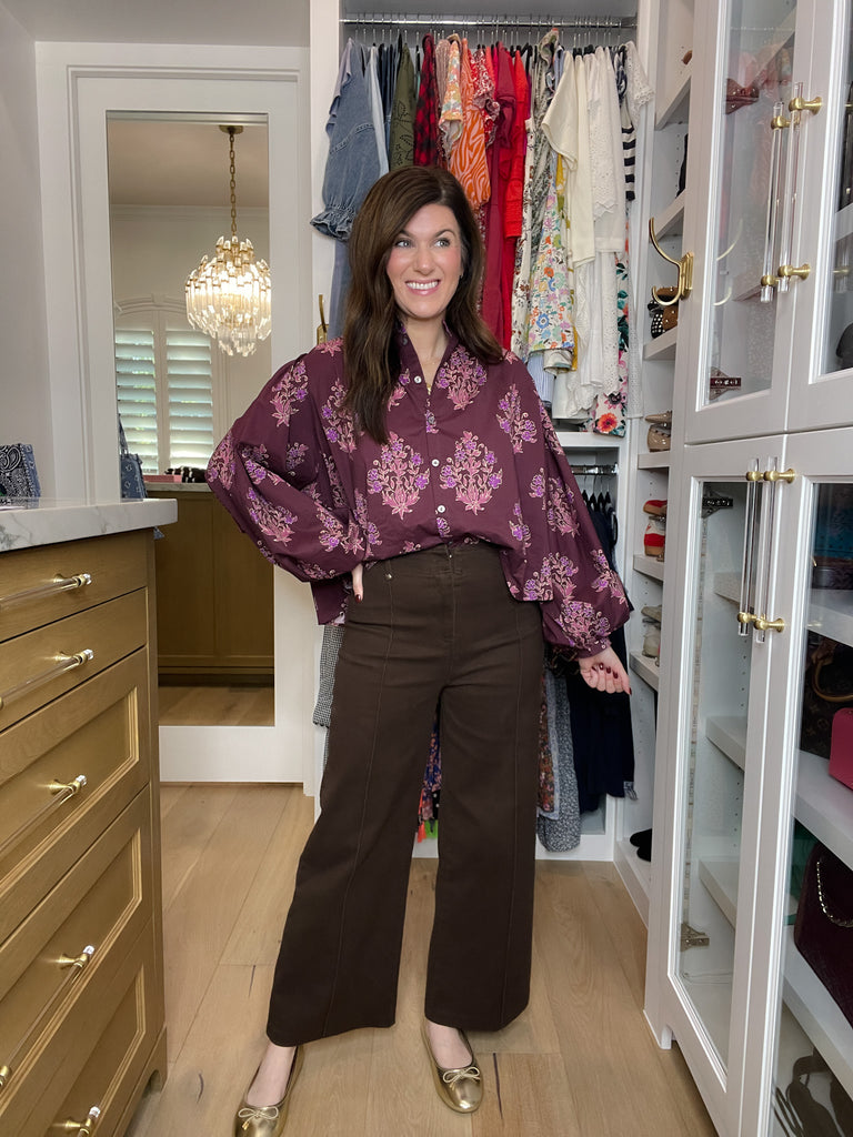 Thea Pintuck Pants in Brown