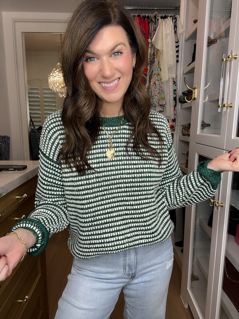 Cozy Lineup Sweater in Green