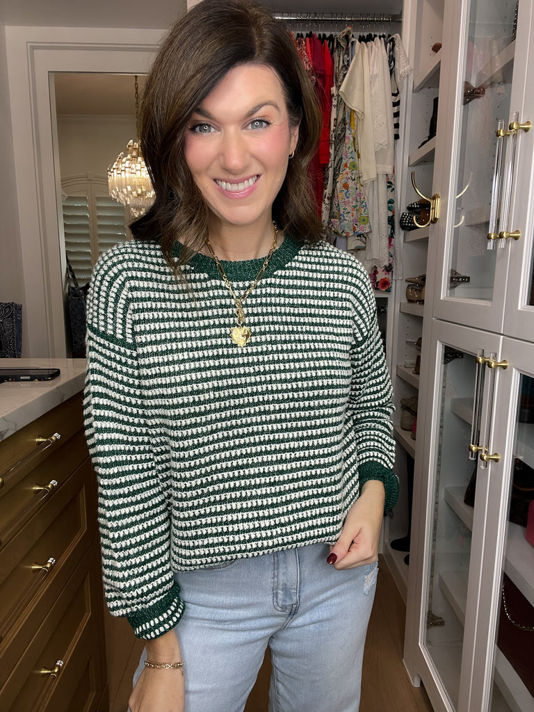 Cozy Lineup Sweater in Green