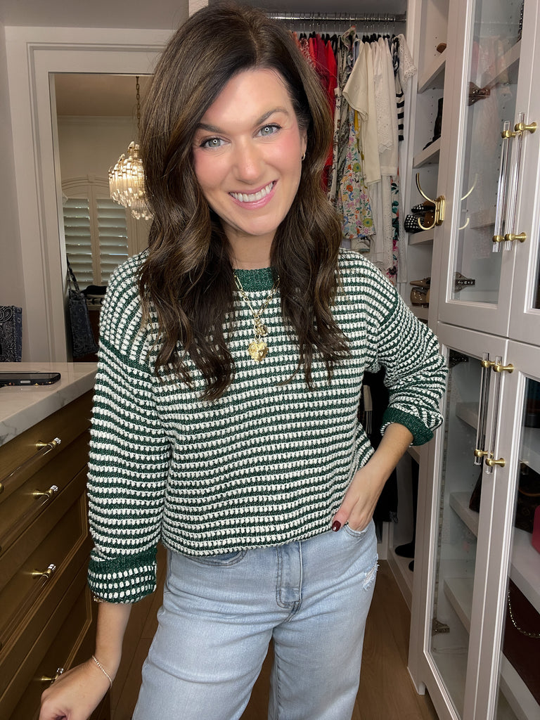 Cozy Lineup Sweater in Green