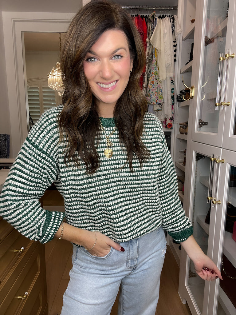 Cozy Lineup Sweater in Green