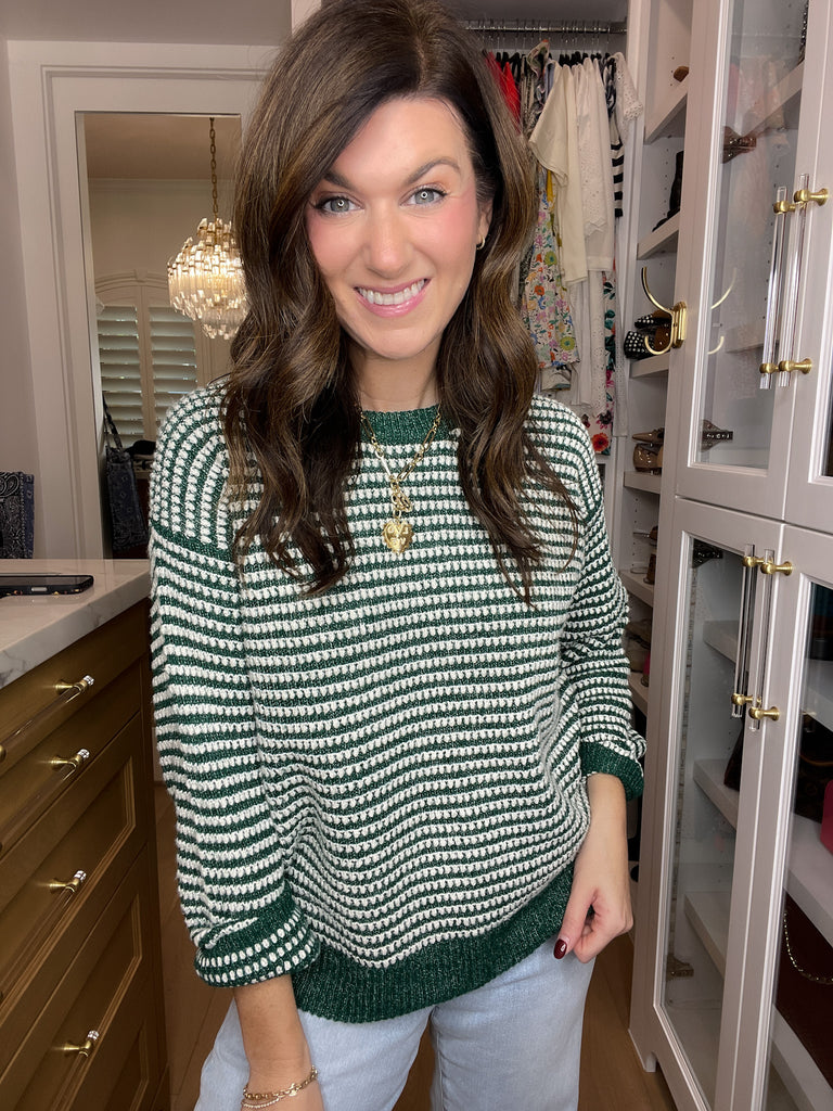 Cozy Lineup Sweater in Green