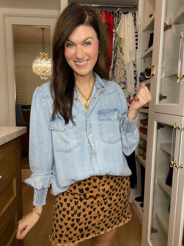 Always Grateful Denim Button Down