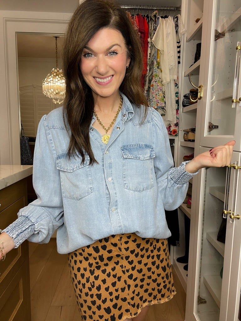 Always Grateful Denim Button Down