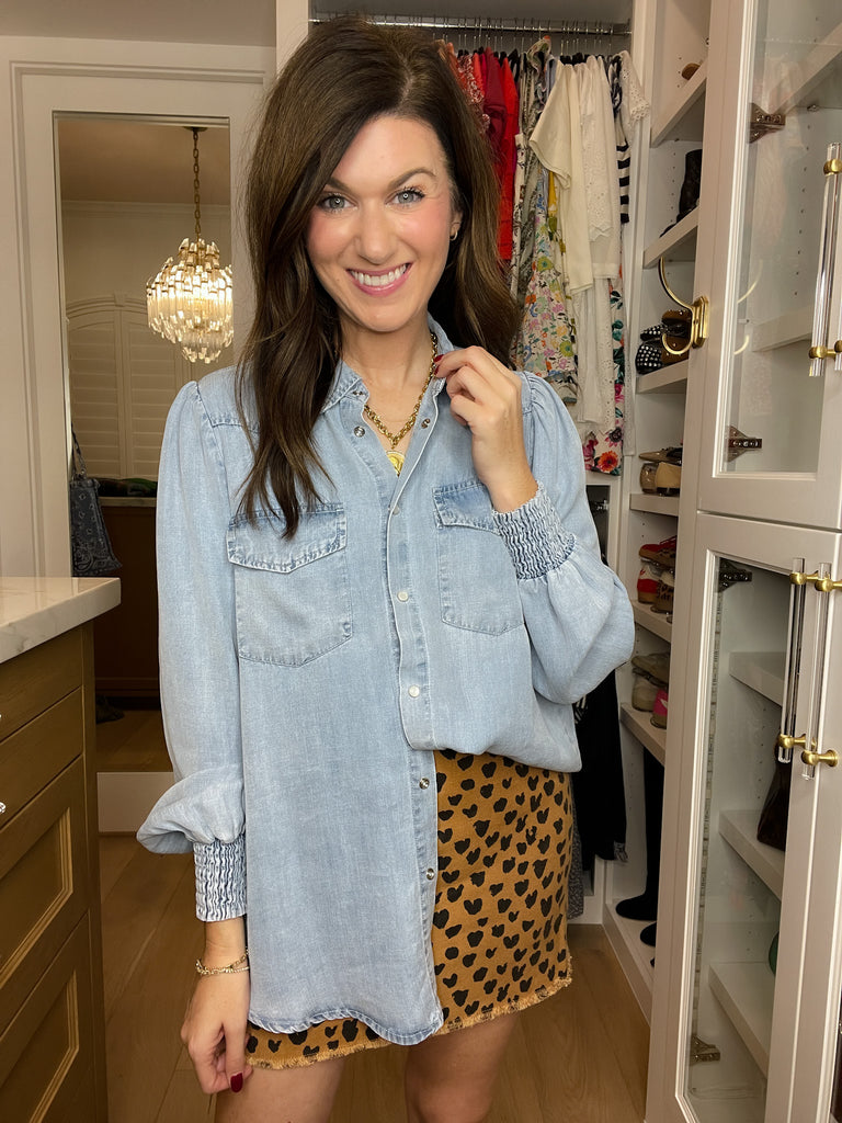 Always Grateful Denim Button Down