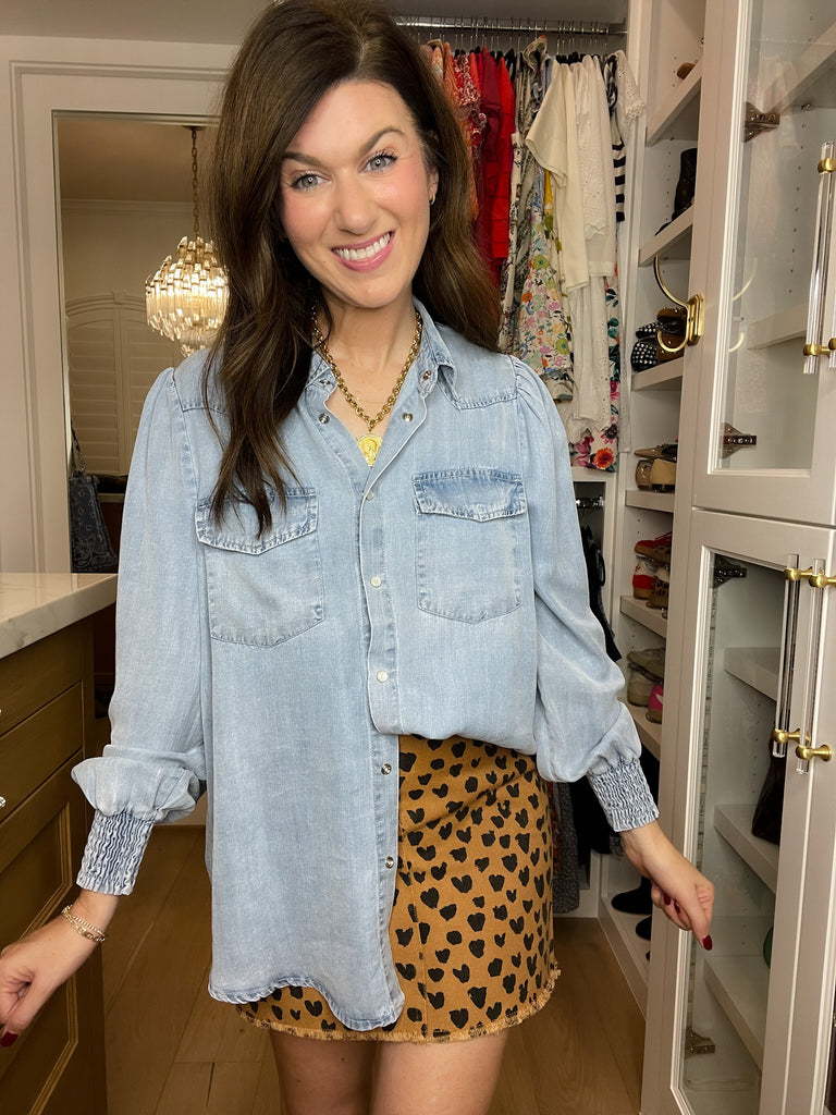 Always Grateful Denim Button Down