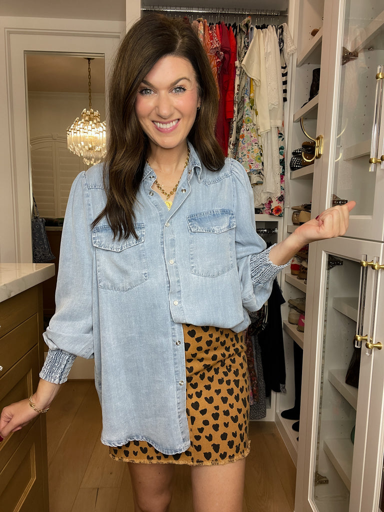 Always Grateful Denim Button Down