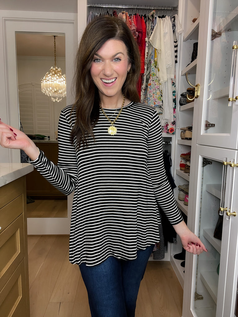 DOORBUSTER! Sure Thing Striped Tunics in Black or White *Final Sale*