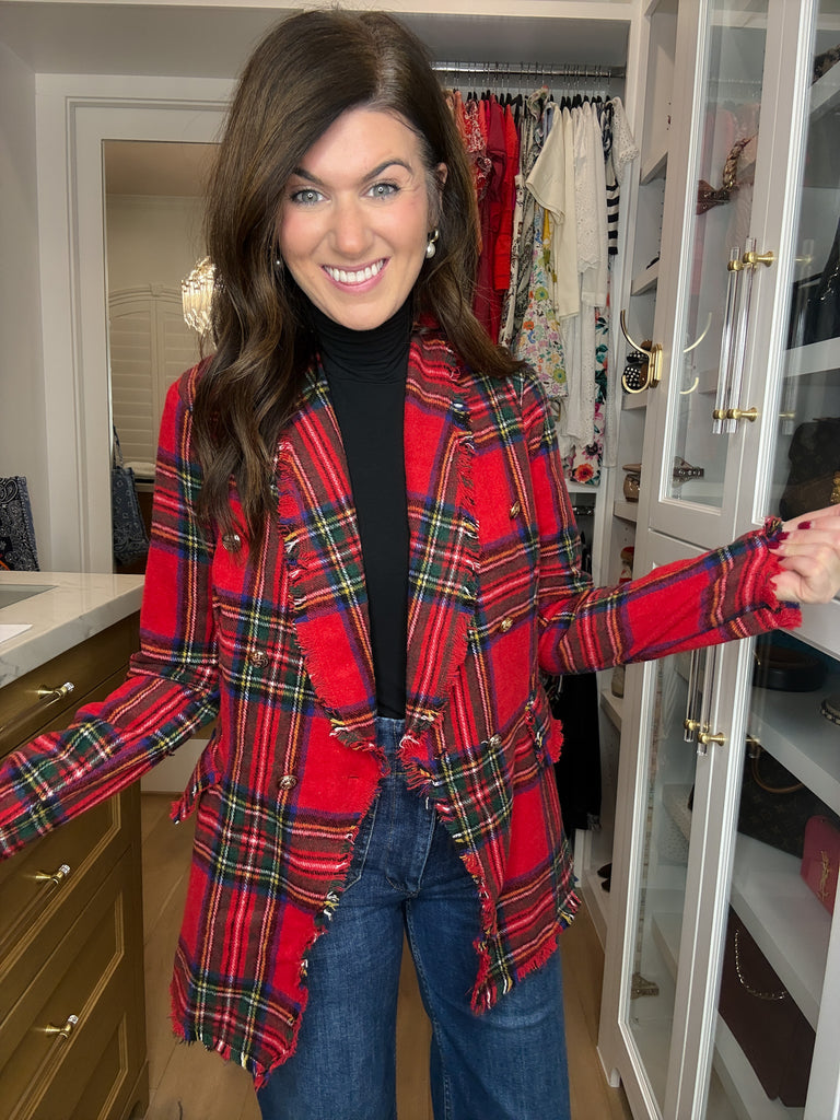 London Lane Plaid Blazer