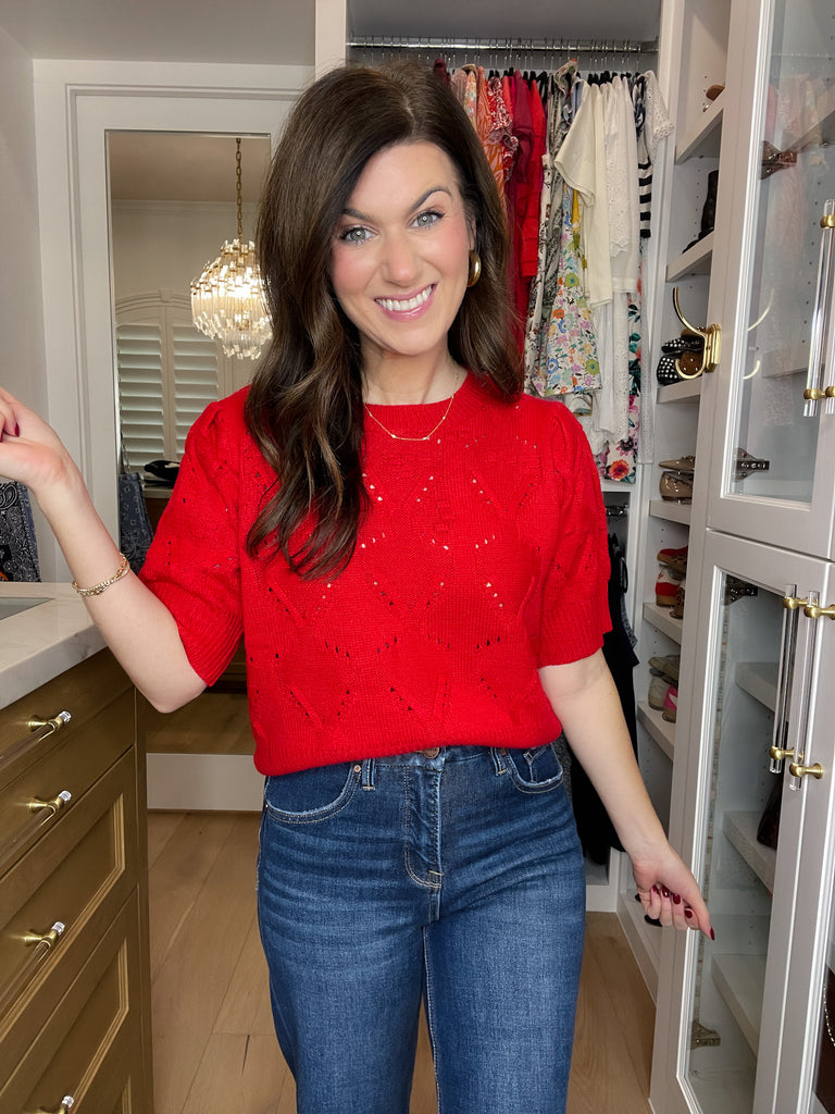 Sweet Stitches Sweater in Red