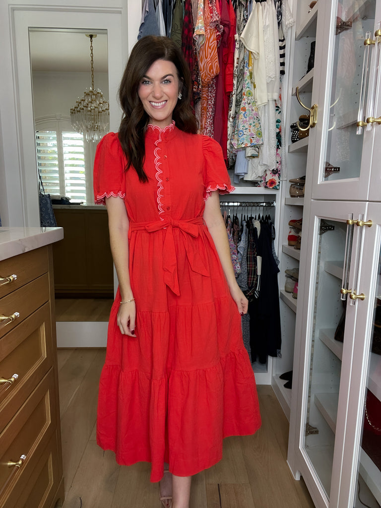 Heartstrings Scallop Trim Midi Dress