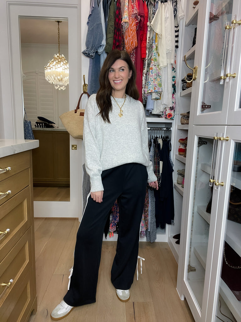 Fast Lane Bow Detail Track Pants in Navy