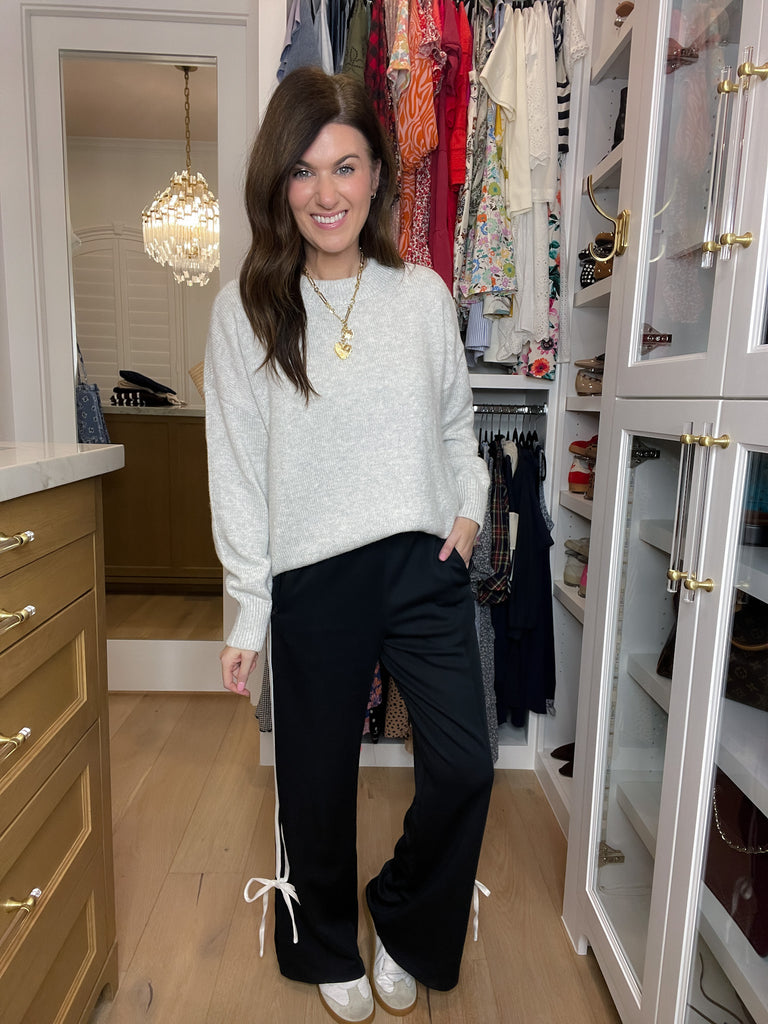 Fast Lane Bow Detail Track Pants in Navy