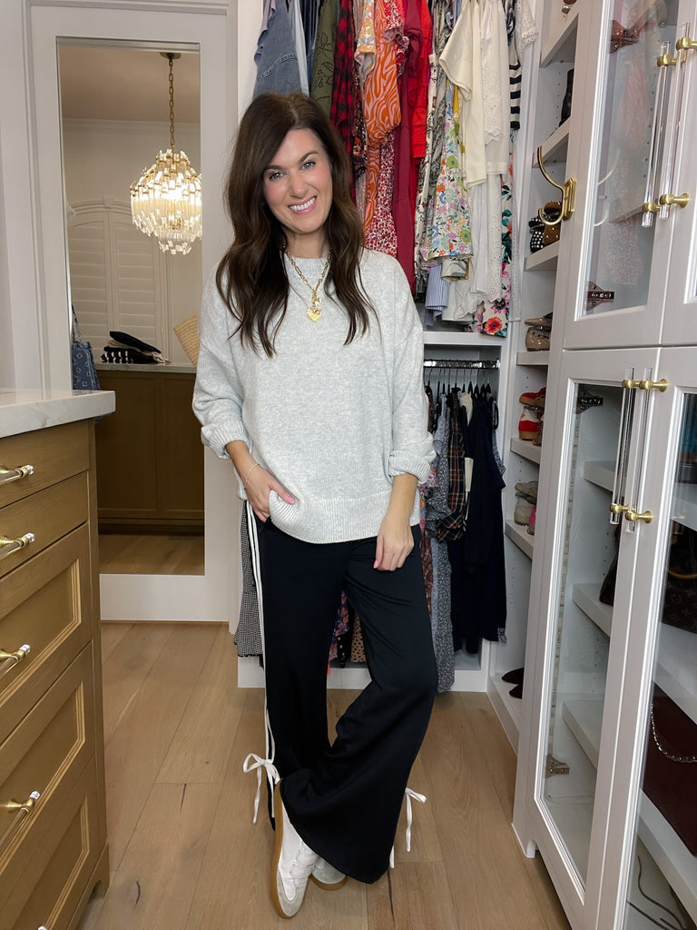 Fast Lane Bow Detail Track Pants in Navy