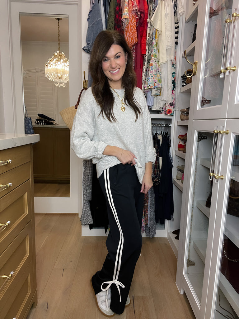 Fast Lane Bow Detail Track Pants in Navy