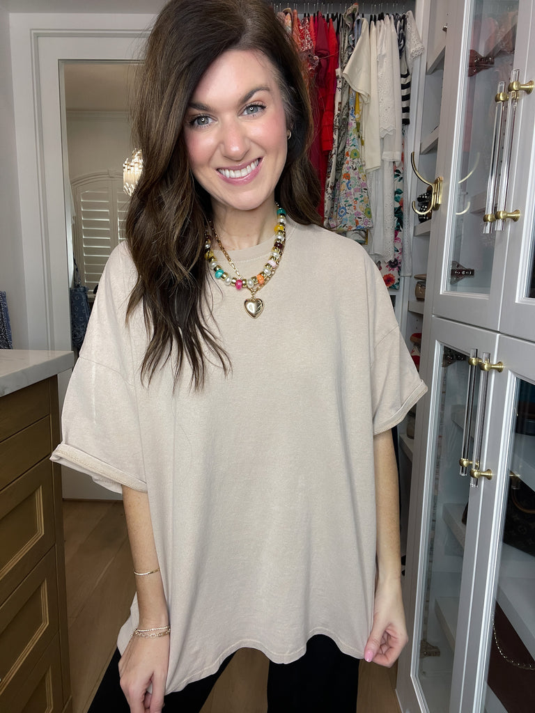Endless Ease Oversized Tee in Taupe