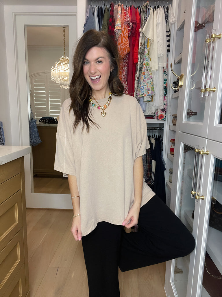 Endless Ease Oversized Tee in Taupe