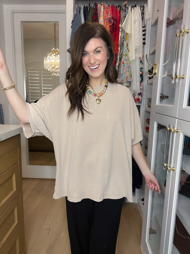 Endless Ease Oversized Tee in Taupe