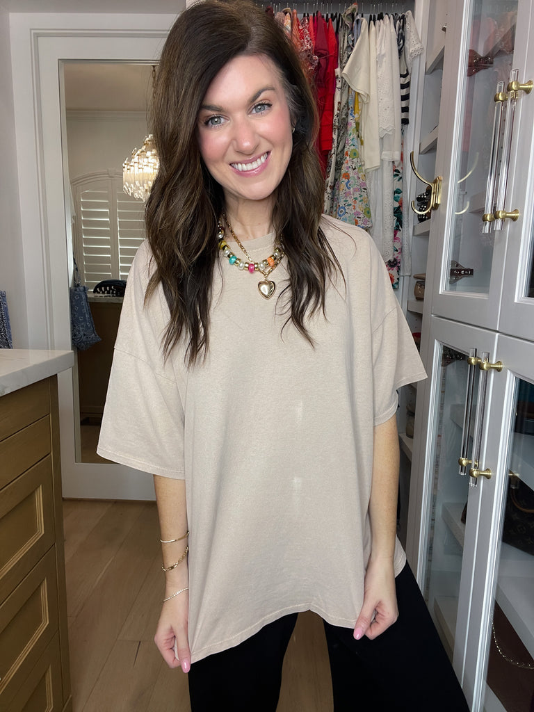 Endless Ease Oversized Tee in Taupe