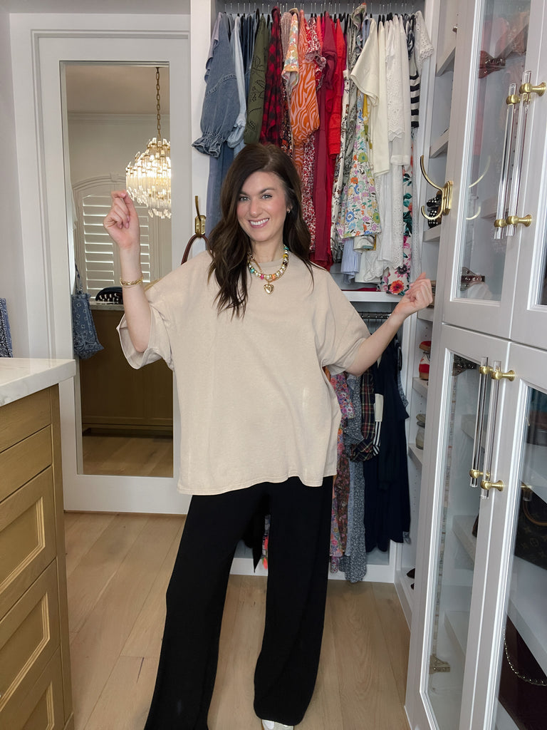 Endless Ease Oversized Tee in Taupe