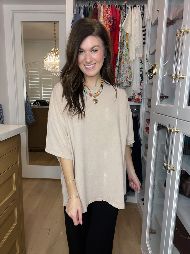 Endless Ease Oversized Tee in Taupe