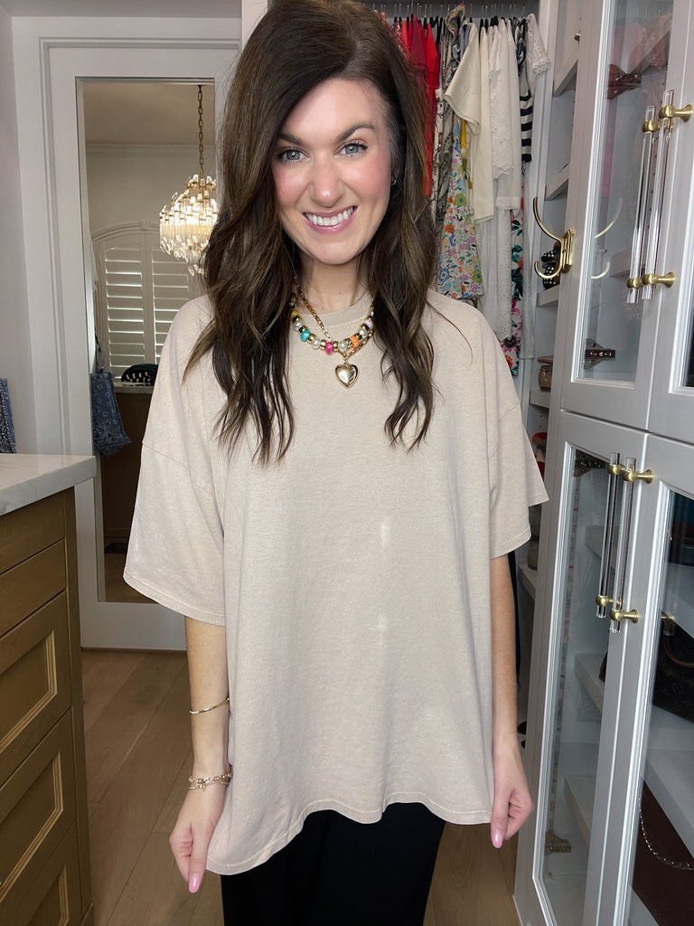 Endless Ease Oversized Tee in Taupe