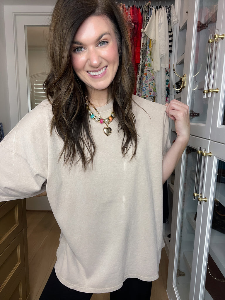 Endless Ease Oversized Tee in Taupe