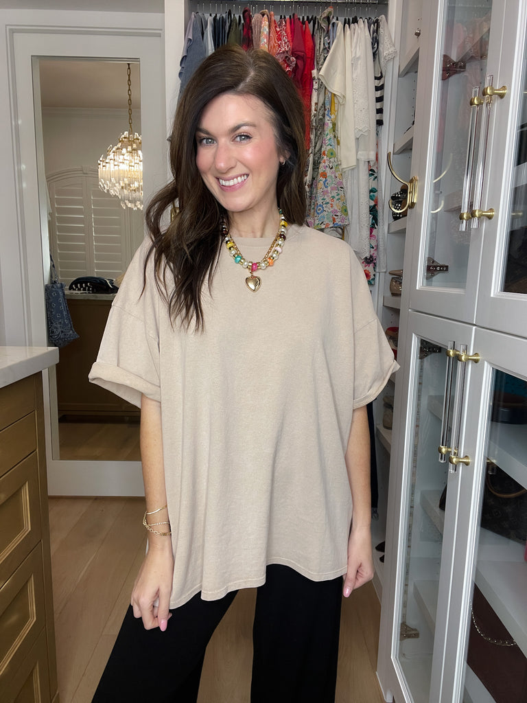 Endless Ease Oversized Tee in Taupe