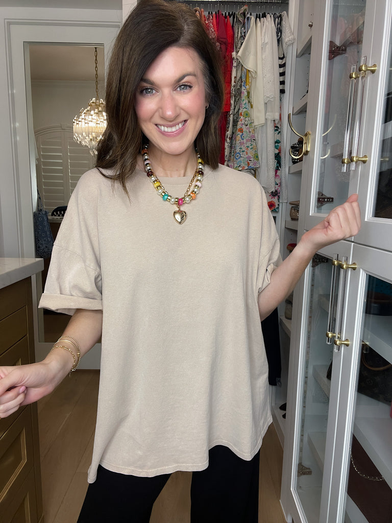 Endless Ease Oversized Tee in Taupe