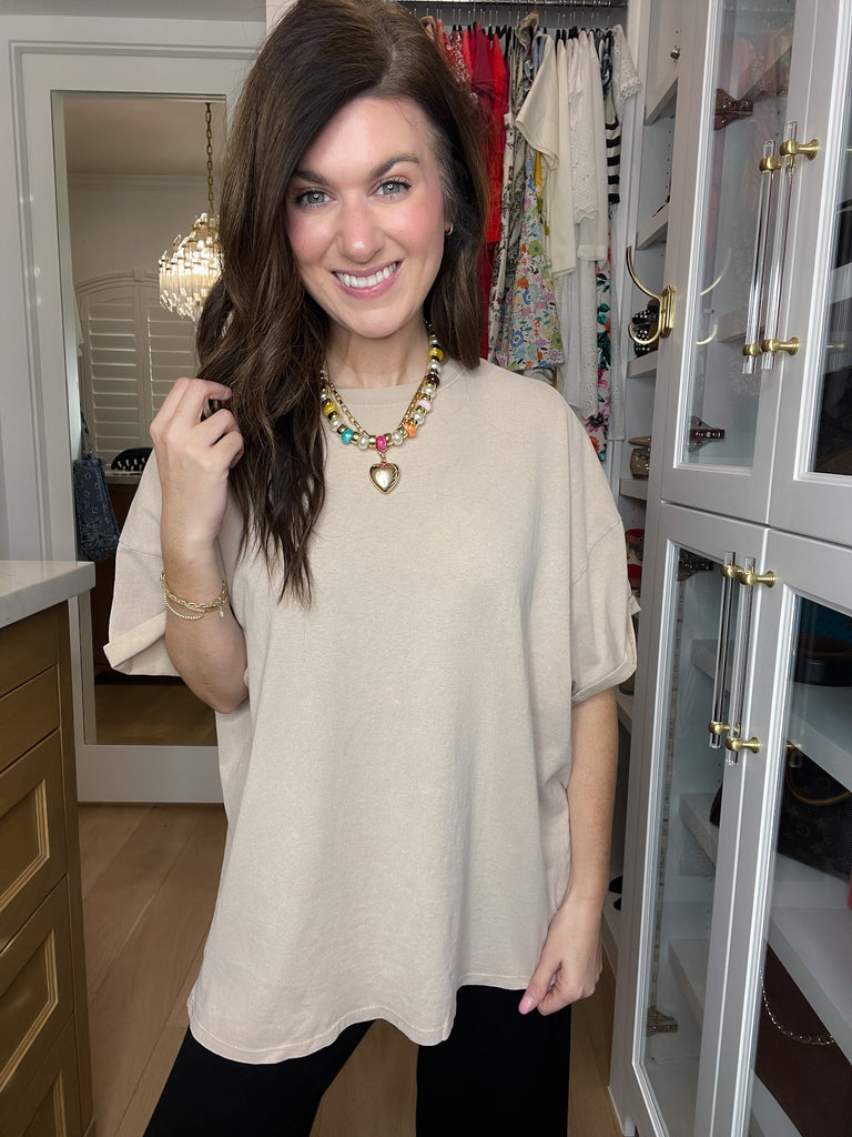 Endless Ease Oversized Tee in Taupe